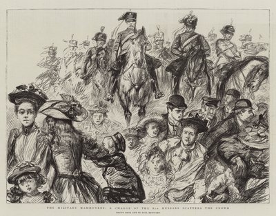 Las maniobras militares, una carga de los 8º Húsares dispersa a la multitud de Charles Paul Renouard