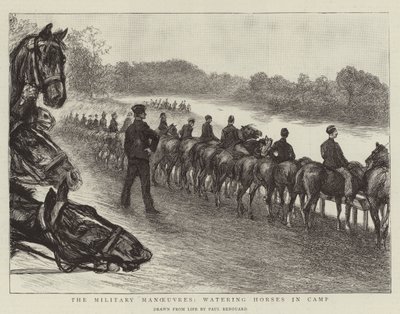 Las Maniobras Militares, abrevando Caballos en el Campamento de Charles Paul Renouard