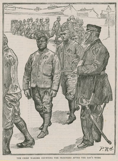 El Jefe de los Guardianes Contando a los Prisioneros después de un Día de Trabajo de Charles Paul Renouard
