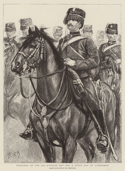 Soldados del 4º de Húsares en un día de campo en Aldershot de Charles Paul Renouard