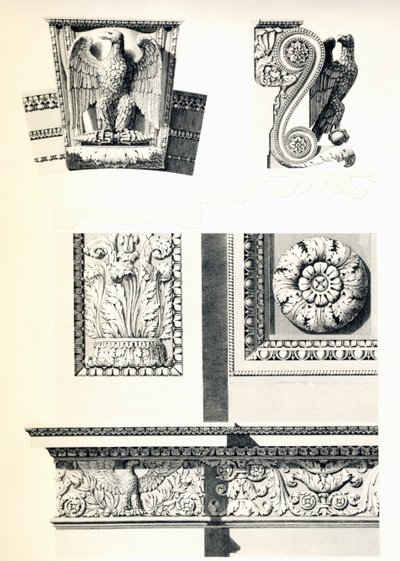 Decoración con águilas, rosetones y hojas de acanto para el Arco de Triunfo del Carrusel, detalle de Charles Percier