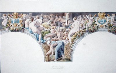 Ms 1014 Friso del salón de baile en Fontainebleau, placa de un álbum de Charles Percier