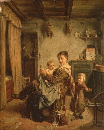 Cache-Cache, un interior con madre e hijo de Charles Petit