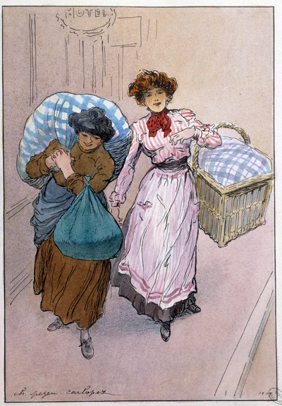 Pequeñas máquinas de París: las blanqueadoras. Dibujo de Charles Pezeu dit Carlopez (siglo XX) de Charles Pezeu Carlopez