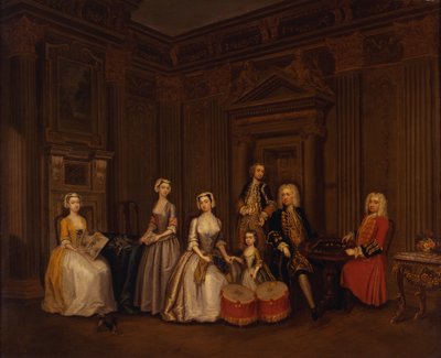 Retrato de Algernon Seymour, Lord Hertford (luego 7º Duque de Somerset) con el Coronel Tomkins Wardour, el Coronel Browne, Lord Beauchamp, Frances, Lady Hertford, Lady Elizabeth Seymour y Miss Herbert de Charles Philips
