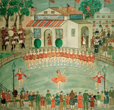 Patinadores en la Exposición Universal de Charles Prendergast