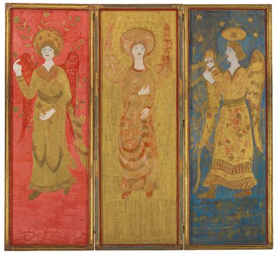 Biombo de tres paneles (reverso), c.1916-17 (óleo y pan de oro sobre madera gaseada) de Charles Prendergast