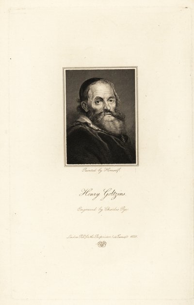 Retrato de Hendrick Goltzius, grabador, dibujante y pintor holandés nacido en Alemania de Charles Pye