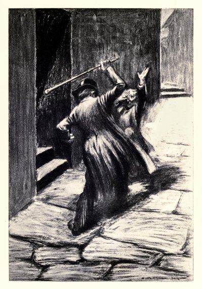 "Lo golpeó hasta el suelo" del "Extraño Caso del Dr. Jekyll y Mr. Hyde" de Robert Louis Stevenson de Charles Raymond Macauley