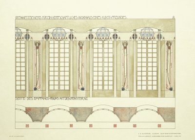 Sala de recepción y música, c.1901 de Charles Rennie (after) Mackintosh