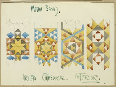Una hoja de estudios de bandas de mosaico, Catedral de Orvieto, 1891 de Charles Rennie Mackintosh