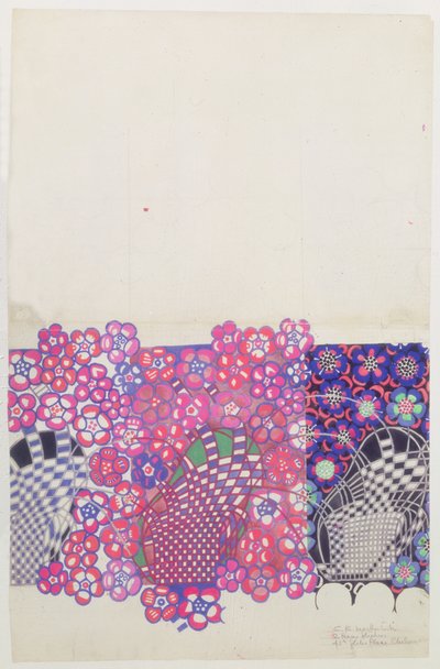 Diseño de flor de tabaco azul y rosa de Charles Rennie Mackintosh