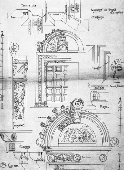 Certosa di Pavia, Puerta en el pequeño claustro, 1891 de Charles Rennie Mackintosh