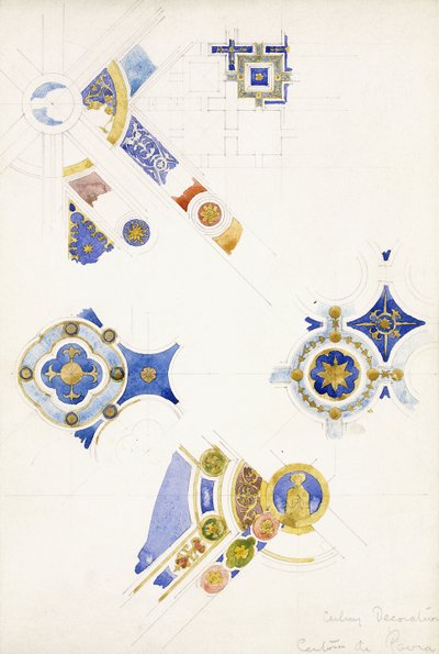 Certosa di Pavia, estudios de la decoración del techo, 1891 de Charles Rennie Mackintosh