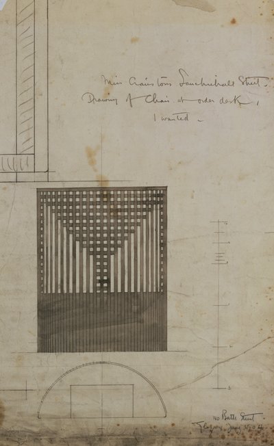 Diseño para una silla de barril de Charles Rennie Mackintosh