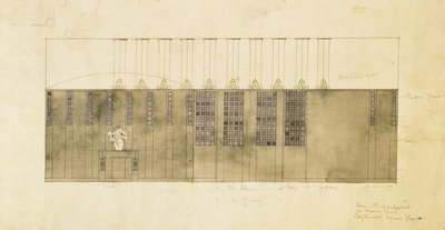 Diseño para una pared, mesa y puertas, 1905 de Charles Rennie Mackintosh