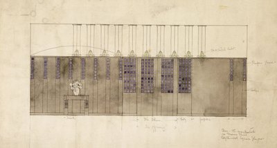 Diseño para una pared, mesa y puertas, para A.S. Ball, Berlín, 1905 de Charles Rennie Mackintosh