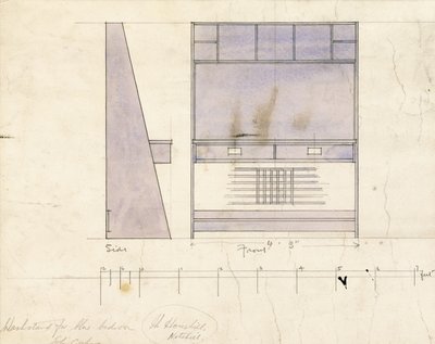 Diseño para un lavabo, mostrado en elevación lateral y frontal, 1904 de Charles Rennie Mackintosh