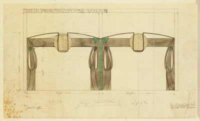 Diseño para un stand de exhibición para Francis Smith, utilizado en la Exposición de Glasgow, mostrado en elevación, 1901 de Charles Rennie Mackintosh
