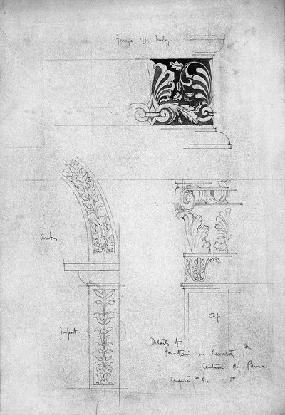 Detalles de la fuente en el lavabo, Certosa di Pavia, 1891 de Charles Rennie Mackintosh