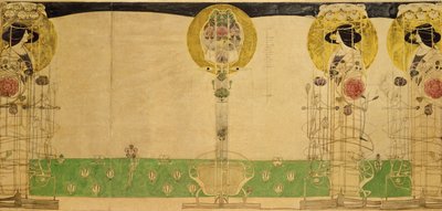 Diseño preliminar para la decoración mural del primer piso de la sala de té de Miss Cranston en Buchanan Street, 18967 de Charles Rennie Mackintosh