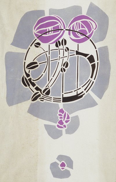 Reproducción moderna del stencil original de Mackintosh para decoración de paredes, motivo de rosa, 1902 de Charles Rennie Mackintosh