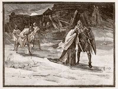 La huida de Matilda del Castillo de Oxford, ilustración de 