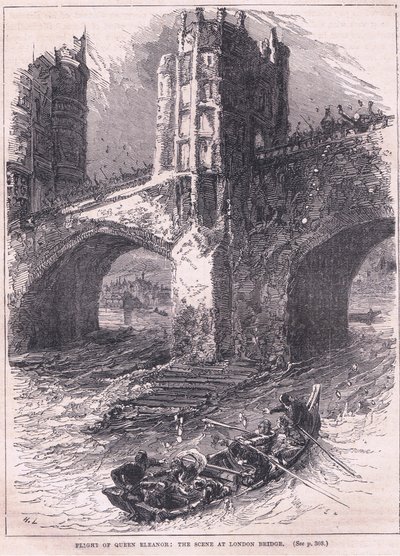 La huida de la reina Leonor: escena en el puente de Londres AD 1263 de Charles Ricketts