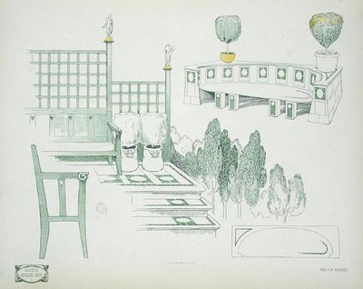 Detalles de asientos y terrazas, de principios de 1900, de 