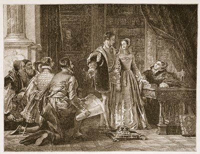 La reticencia de Lady Jane Grey a aceptar la corona, Sion House, 8 de julio de 1553, ilustración de 