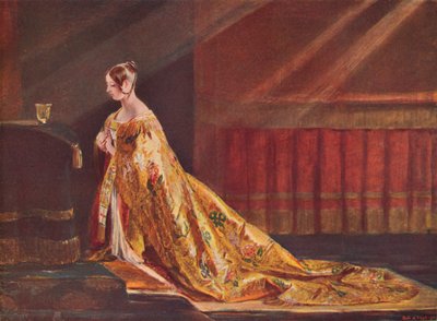 La Reina Victoria con las vestiduras de la coronación, 1838, 1906 de Charles Robert Leslie