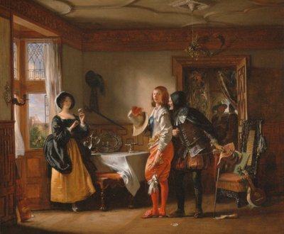 Slender, con la ayuda de Shallow, cortejando a Anne Page, de "The Merry Wives of Windsor," Acto III, Escena iv de Charles Robert Leslie