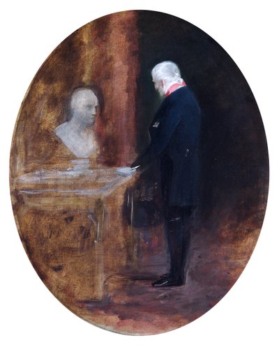 El duque de Wellington mirando un busto de Napoleón (óleo sobre lienzo) de Charles Robert Leslie