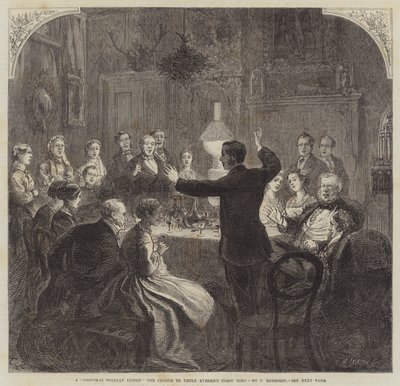 Una lección de vacaciones de Navidad, el coro de la canción cómica del tío Evered de Sir John Charles Robinson