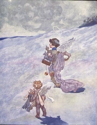 Ángeles de Navidad con juguetes de Charles Robinson