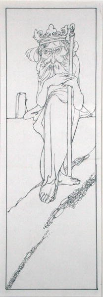 Sostenía un cetro en su mano y llevaba una corona en su frente, ilustración de 