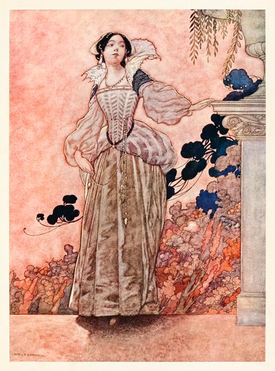 "Las cejas de mi ama son negras como el cuervo" de "Of His Lady Love" en The Songs and Sonnets of William Shakespeare de Charles Robinson
