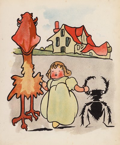 Nonsense: Bebé, pájaro y escarabajo de paseo (litografía en color) de Charles Robinson