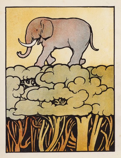 Tonterías: Elefante cruzando el bosque (litografía en color) de Charles Robinson