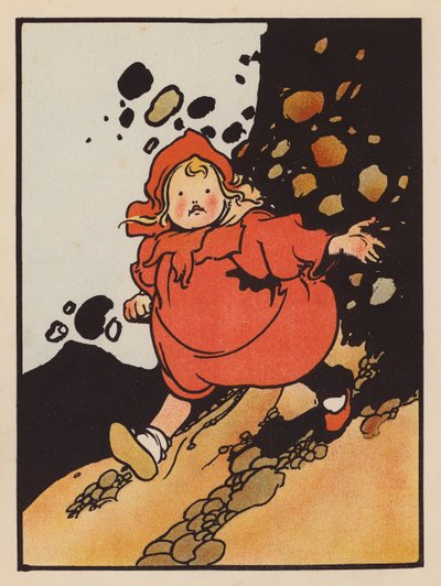 Tonterías: Chica que no consigue subir la colina (litografía en color) de Charles Robinson