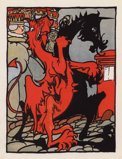 Disparate: Figura heráldica paseando por el Strand con reyes (litografía en color) de Charles Robinson