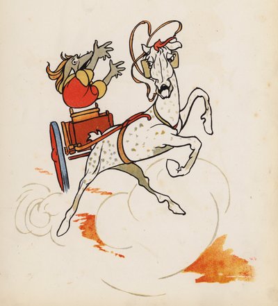 Disparate: Giga tirada por caballos en un accidente (litografía en color) de Charles Robinson