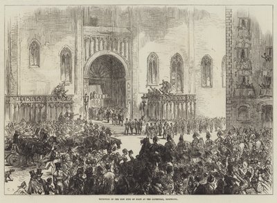 Recepción del nuevo Rey de España en la Catedral, Barcelona de Sir John Charles Robinson