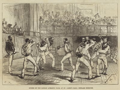Deportes del Club Atlético de Londres, en el Salón de St James, ejercicio de sable de Sir John Charles Robinson
