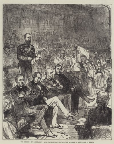 La Reunión del Parlamento, Lord Ravensworth Moviendo la Dirección en la Cámara de los Lores de Sir John Charles Robinson