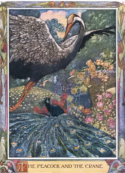 El pavo real y la grulla de Charles Robinson