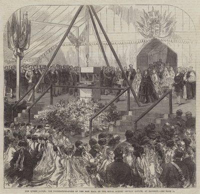 La Reina colocando la Piedra Fundamental del Nuevo Salón del Real Asilo de Huérfanos Albert, en Bagshot de Sir John Charles Robinson