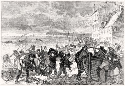 El desastre del puente de Tay: piezas del naufragio arrojadas a la playa en Broughty Ferry de Charles Robinson