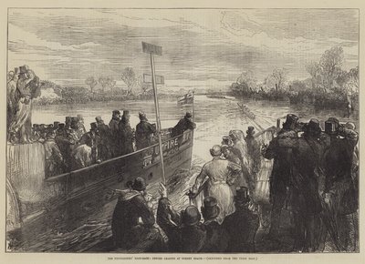 La carrera de botes de las universidades, Oxford liderando en Corney Reach de Sir John Charles Robinson