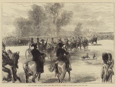 La revisión de voluntarios en Hyde Park, el Príncipe y la Princesa de Gales pasando por la línea de Sir John Charles Robinson